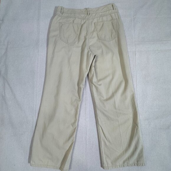 Talbots Beige Wide-Leg Relaxed Fit Cotton Chino Pants 12P (34x27) - Picture 10 of 13